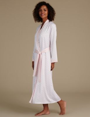 Satin Geometric Print Wrap Dressing Gown